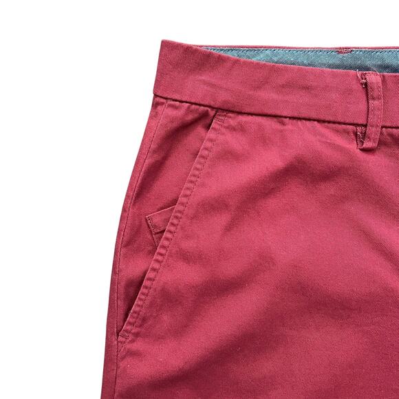 Chaps Men's Saltwater Red Bermuda Chino‎ Flat Front Slash Pockets Shorts Size 38 - Picture 2 of 7